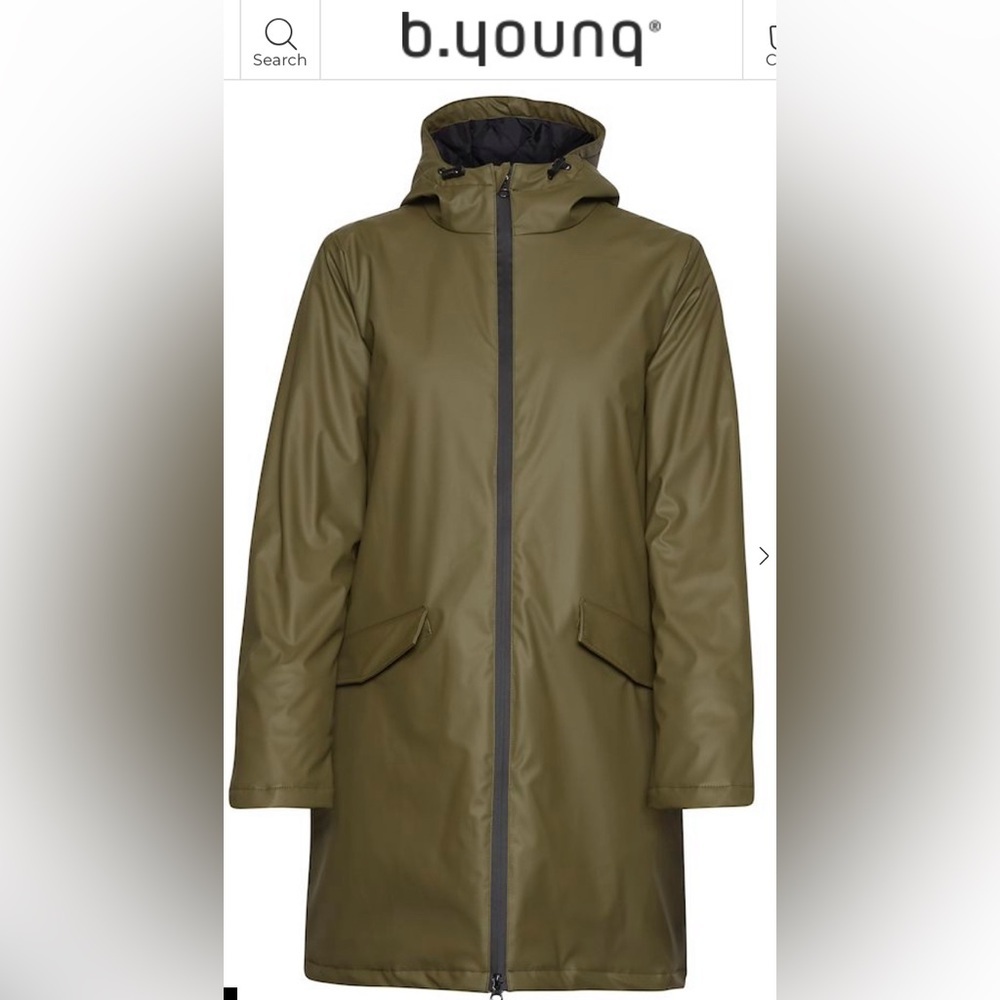 *SOLD* ๐ B. Young Olive Night Rain Jacket - Picture 1 of 2